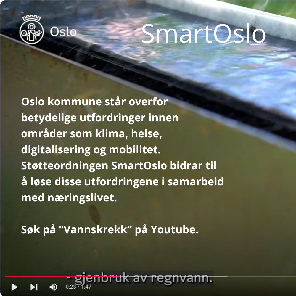 RIP Eco samarbeider med Oslo Kommune om Smart Oslos "Vannskrekk 2030"-Initiativ